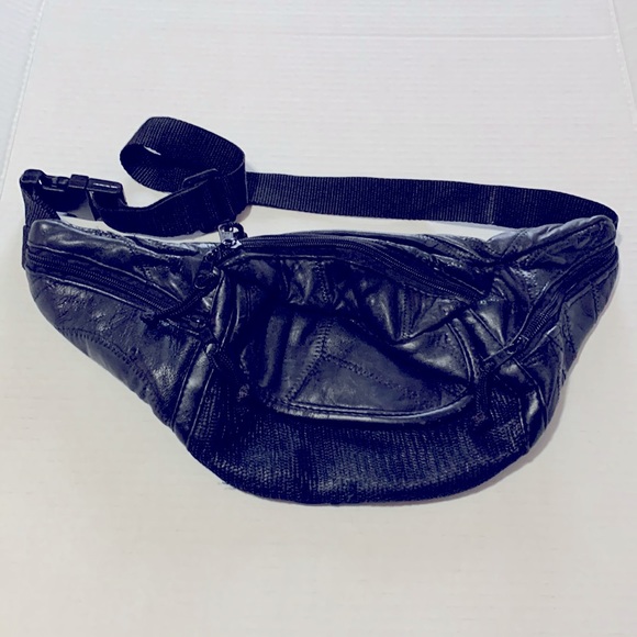 Other - Black Leather Heavy Duty Fannypack | Multi Compartments | Event Bag Hideaway SAK